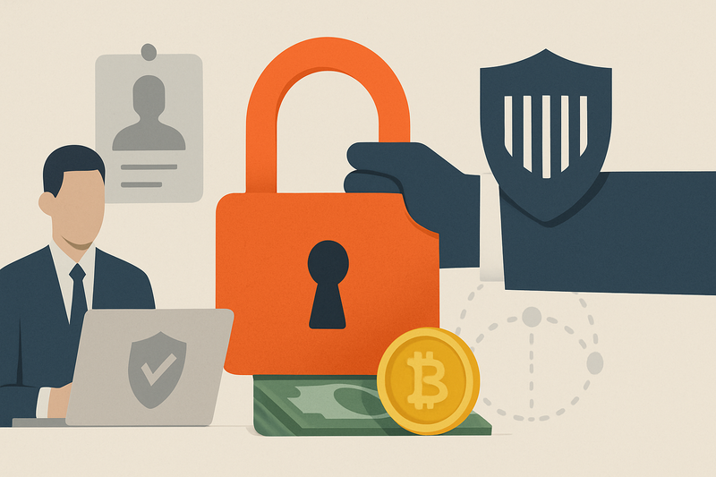 Editorial illustration for the article "Xinbi Guarantee sanctions: OFAC blocks a 24 billion dollar scam marketplace".