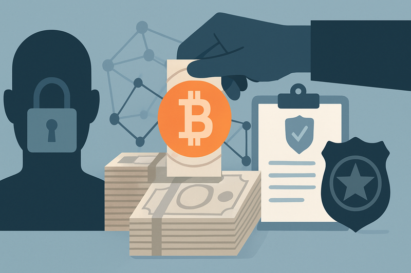 Editorial illustration for the article "PCC money laundering sanctions: OFAC targets a crypto network as Brazil freezes 2 billion dollars".
