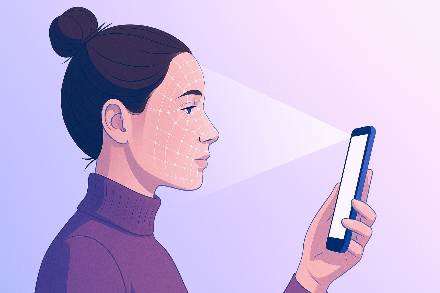 An illustration of a woman doing Web3 KYC.