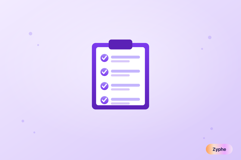 Compliance checklist clipboard with four checked KYB requirement items