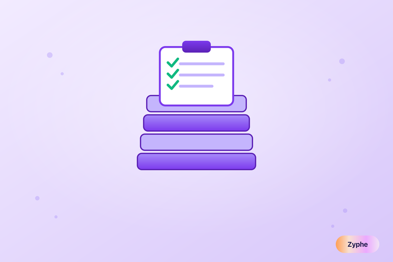 Signed-off checklist above stacked evidence layers, representing an audit-ready compliance stack