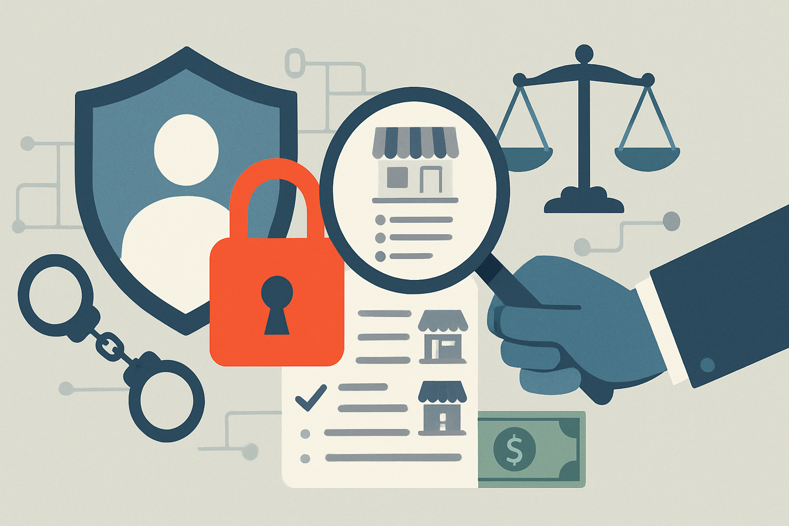 Editorial illustration for the article "The DNB CCV transaction monitoring fine: a payments firm left 4,200 merchants unmonitored for 23 months".
