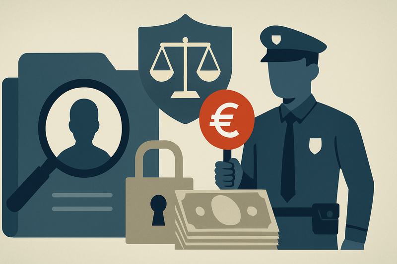 Editorial illustration for the article "The ABN AMRO fine: DNB penalises 8.5 million euro due diligence failures on high-risk customers".