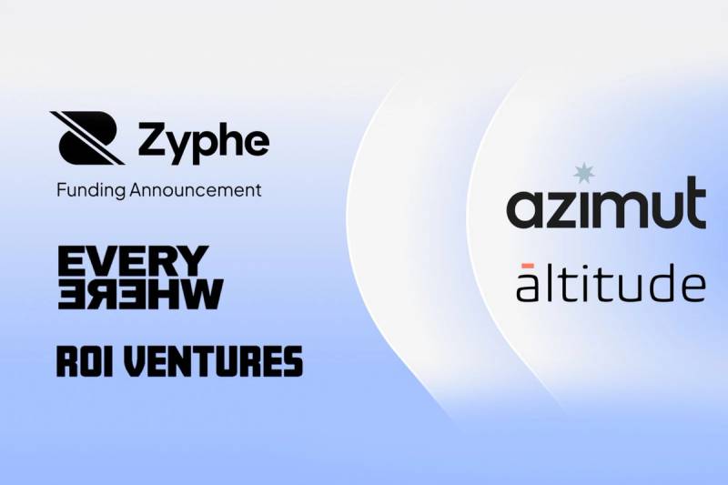 An illustration showing the Zyphe logo with the Azimut and Altitude VC logos.