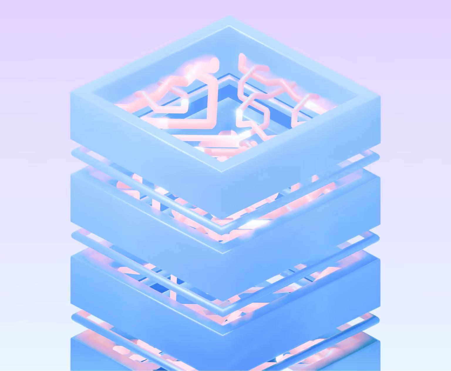 The 3D illustration of a server containing Zero Knowledge KYC.