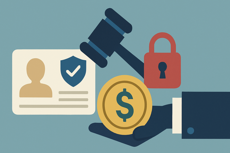 Editorial illustration for the article "Stablecoin KYC rule: five US agencies propose CIP duties under the GENIUS Act".