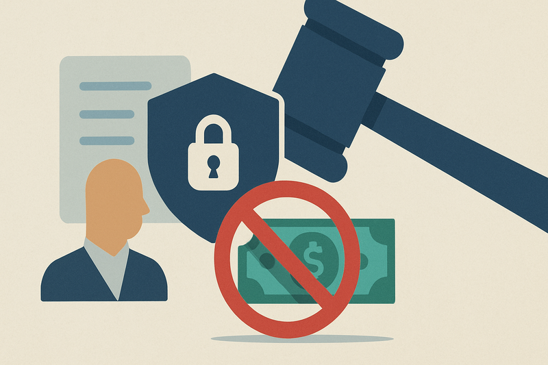 Editorial illustration for the article "Ninth Circuit blocks the FinCEN border GTO cash reporting order".
