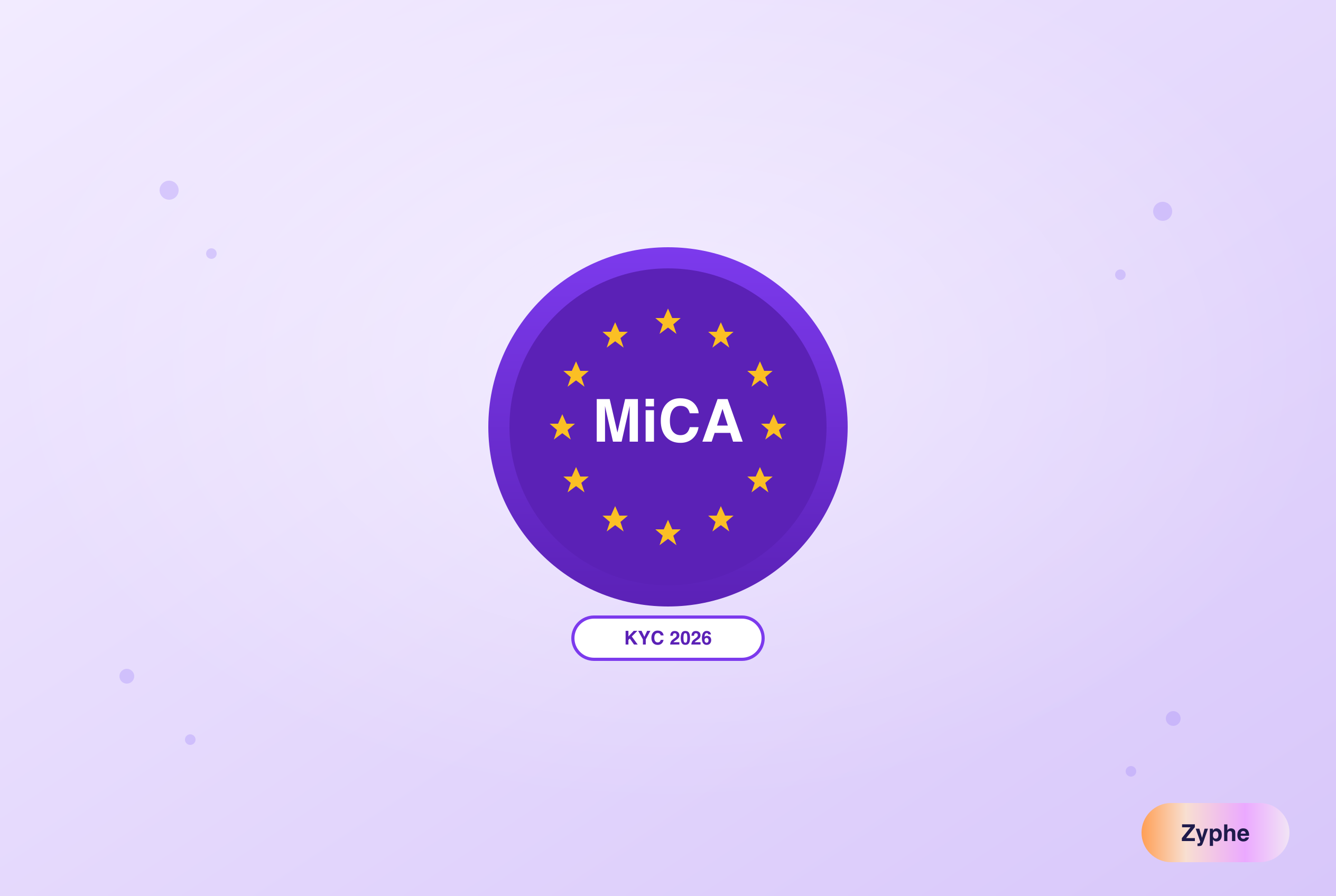 EU stars circle with MiCA regulation label and KYC 2026 badge