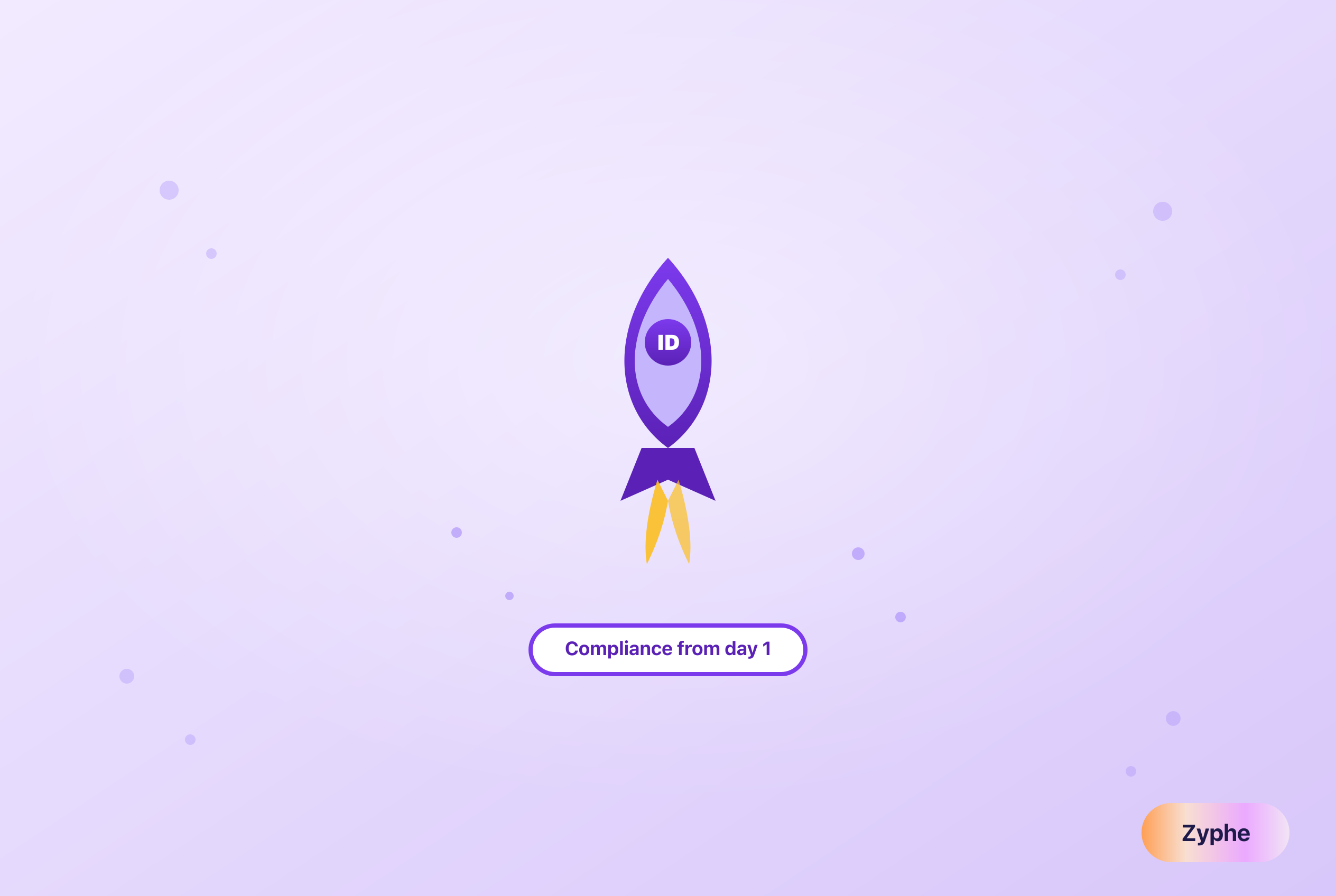 Fintech startup rocket with KYC ID badge launching toward compliance from day one