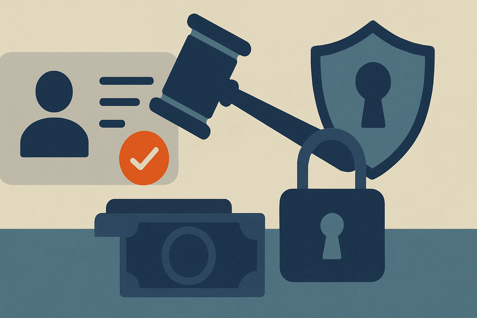 Editorial illustration for the article "The Missouri age verification law now in force: section 407.3405 bans the verifier from keeping anything".