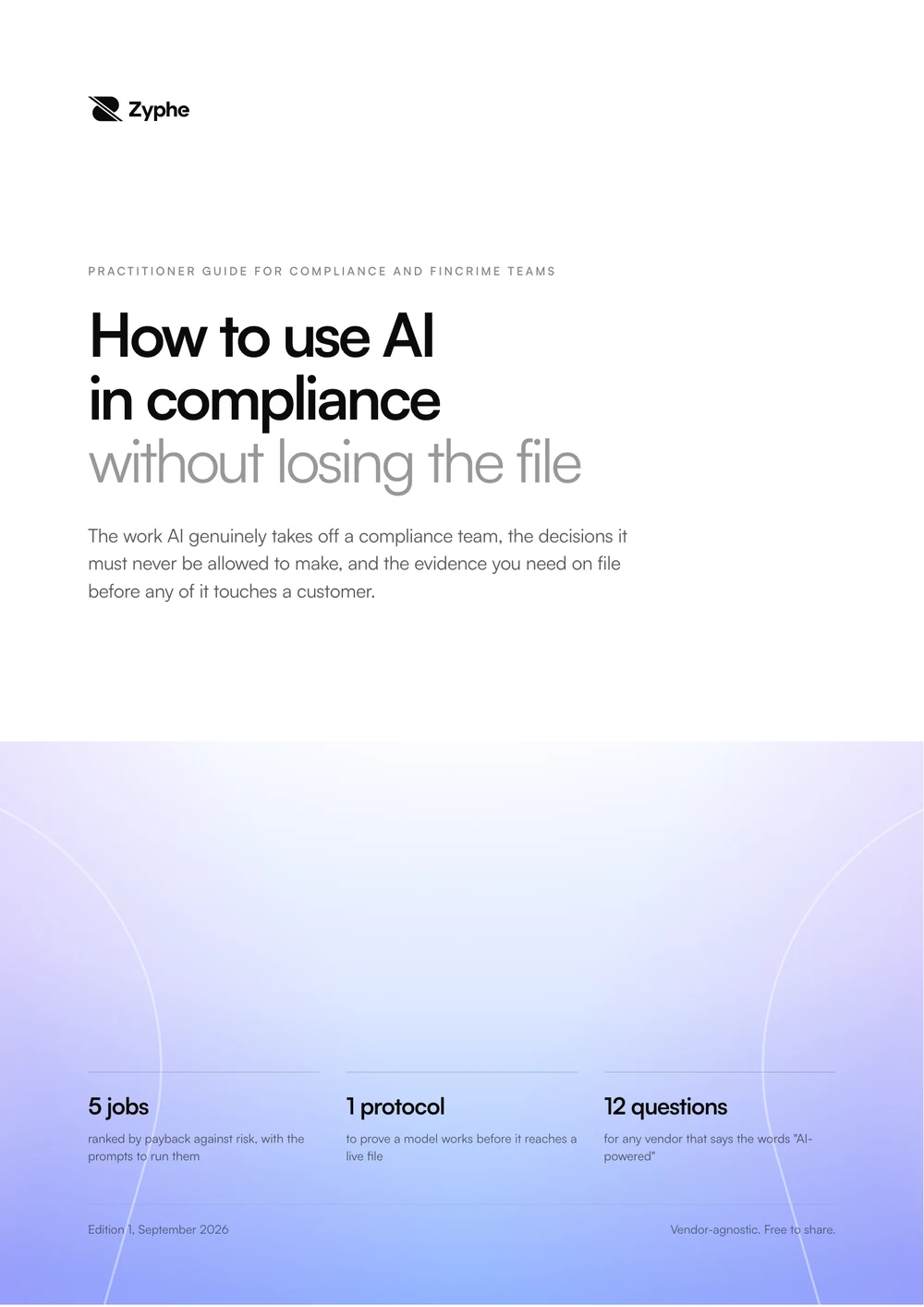 Cover of the Zyphe guide How to Use AI in Compliance