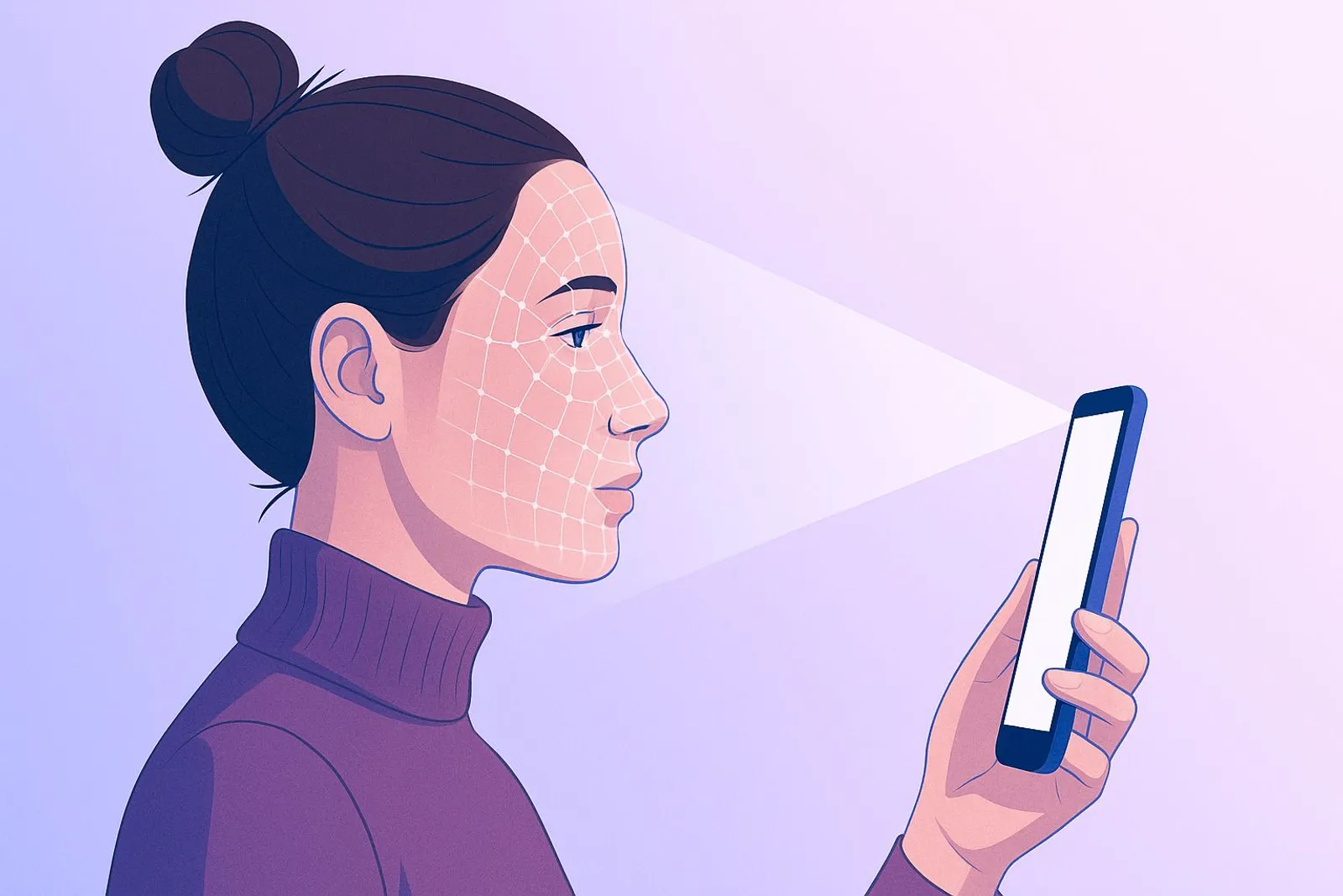 An illustration of a woman doing Web3 KYC.