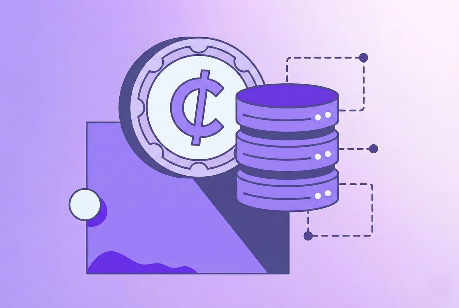 An image of a crypto with a server in a purple gradient background.