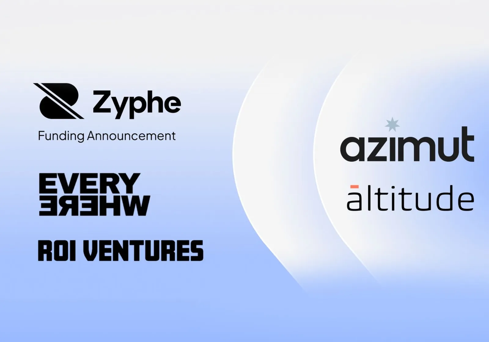 An illustration showing the Zyphe logo with the Azimut and Altitude VC logos.