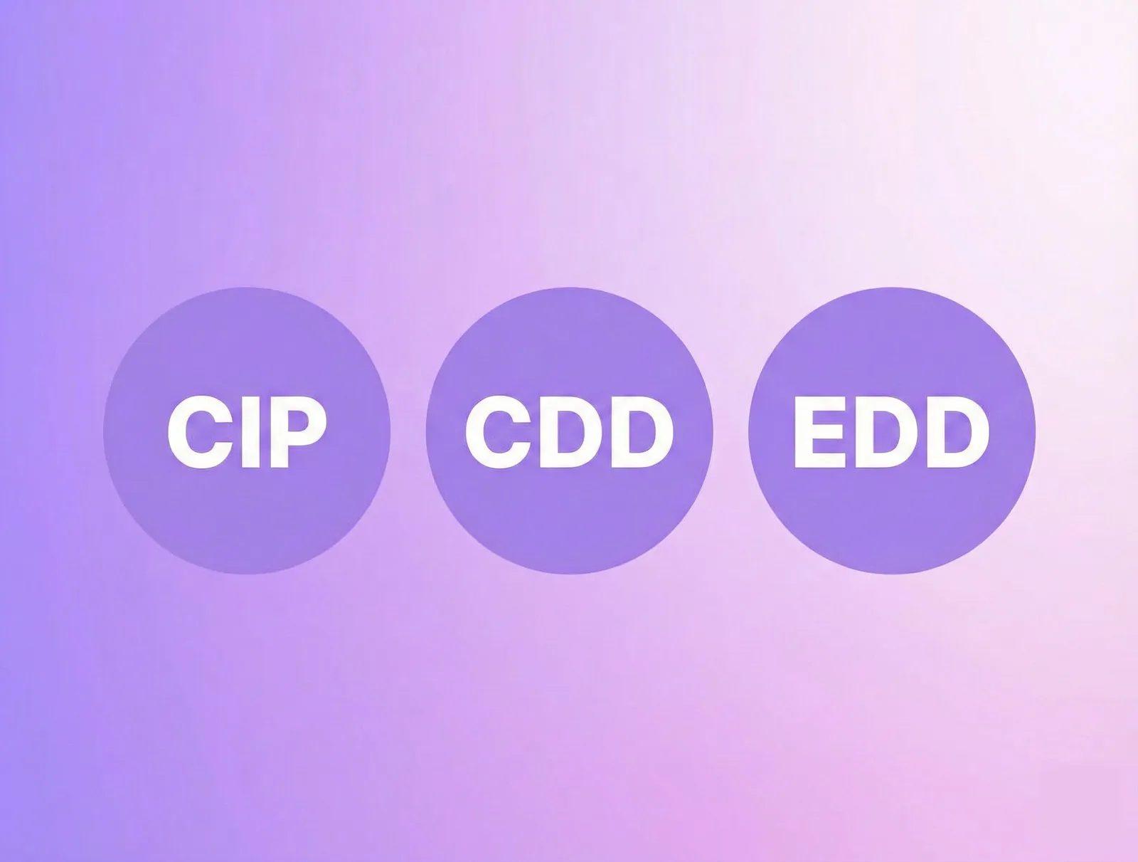 An illustration with the text: CIP vs CDD vs EDD.