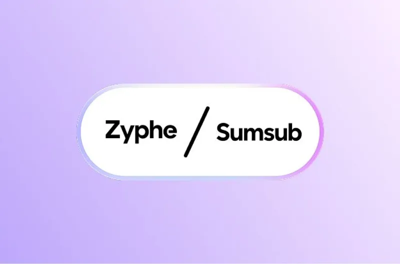 Zyphe vs Sumsub visual in a white and purple background.