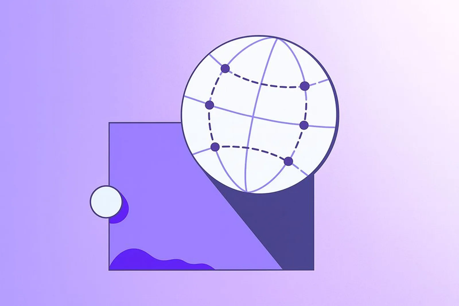 An illustration of a Web3 Regulation globe in a purple gradient background.