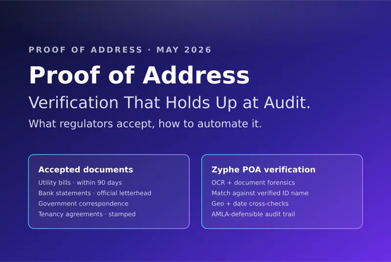 Proof of address verification accepted documents and Zyphe verification flow comparison